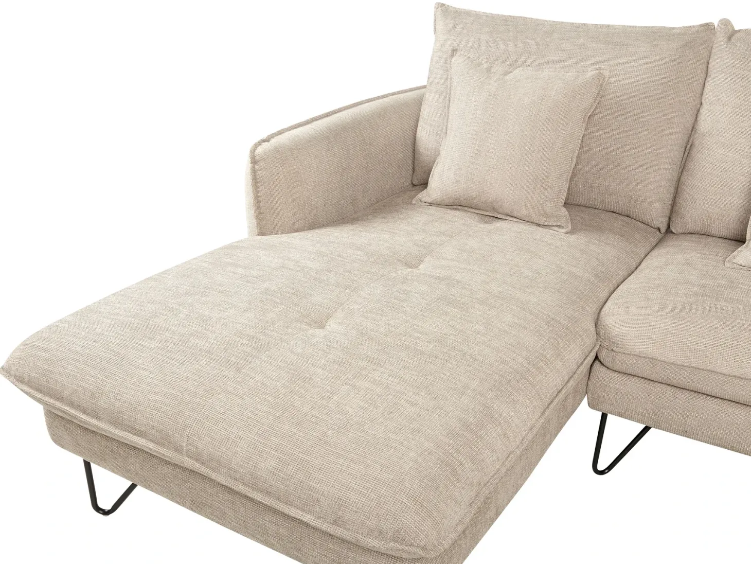 Hjørnesofa 3 personers SERSAN Chenille Beige Højrevendt