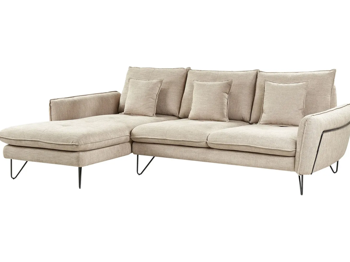 Hjørnesofa 3 personers SERSAN Chenille Beige Højrevendt
