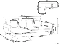 Hjørnesofa 3 personers SERSAN Chenille Beige Højrevendt