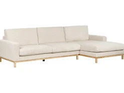Hjørnesofa 4 personers SIGGARD Fløjl Lys Beige Venstrevendt
