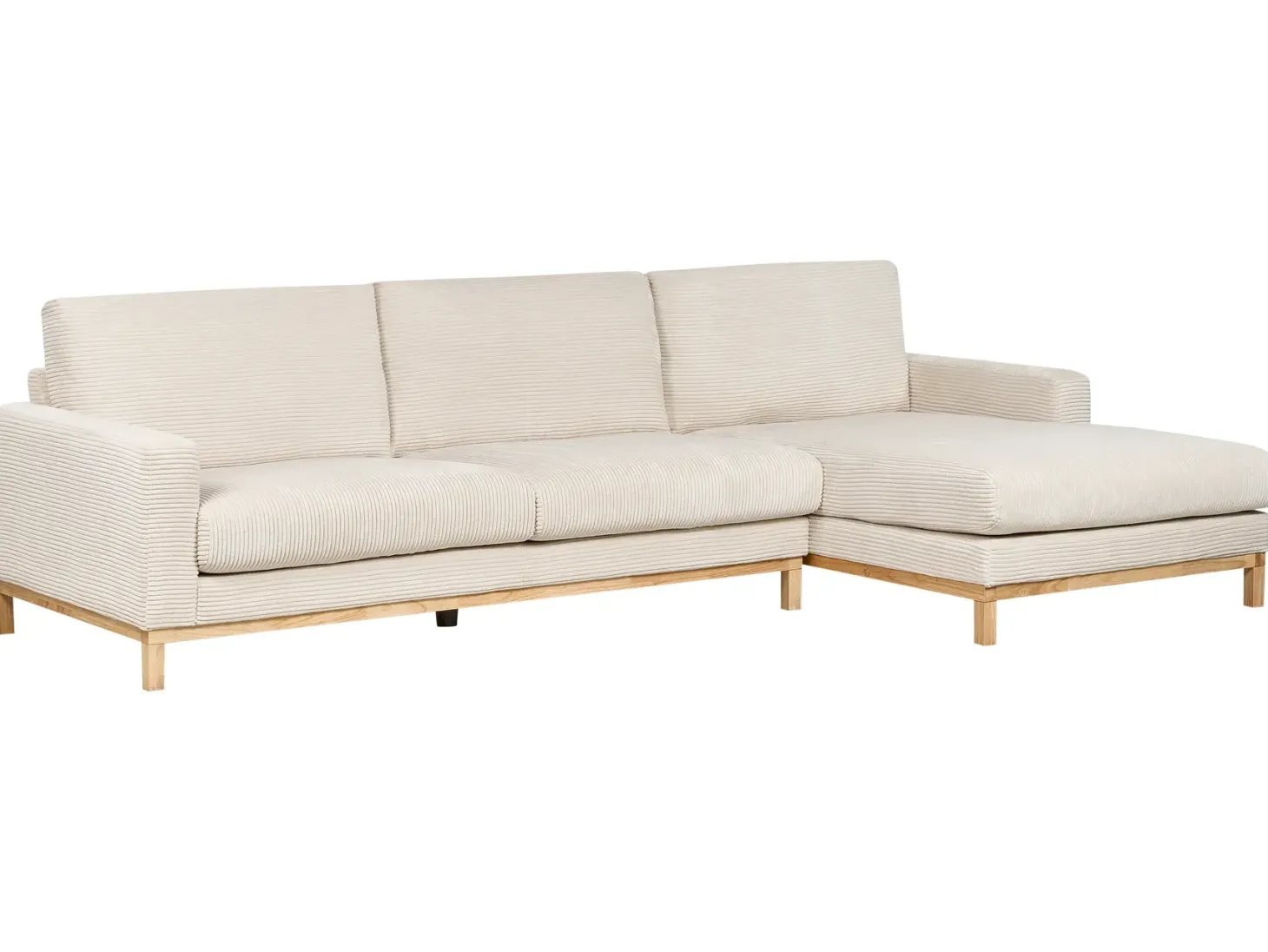 Hjørnesofa 4 personers SIGGARD Fløjl Lys Beige Venstrevendt