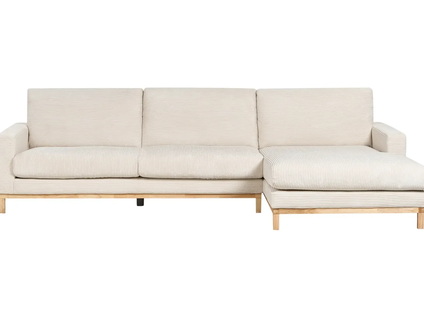 Hjørnesofa 4 personers SIGGARD Fløjl Lys Beige Venstrevendt