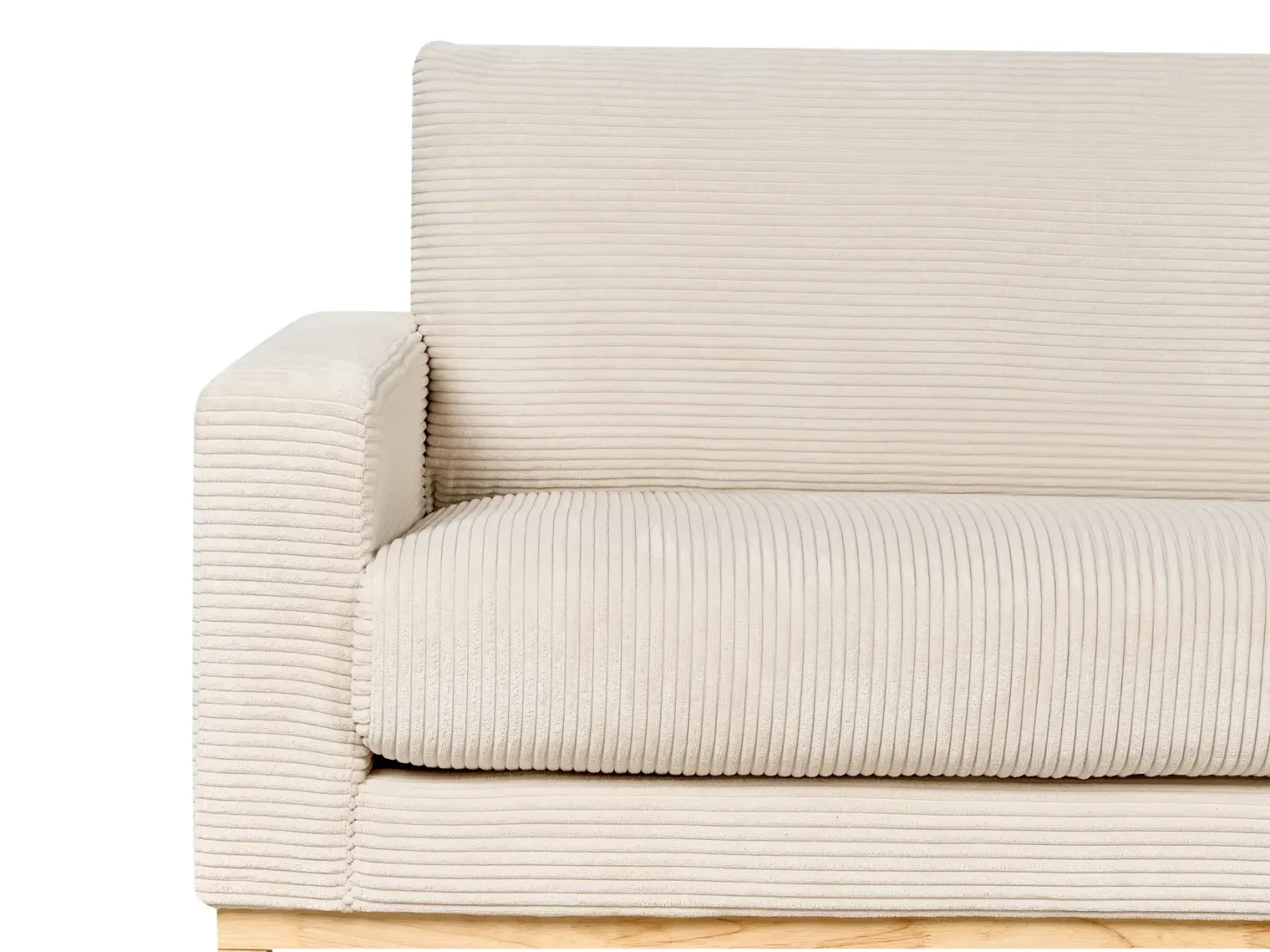 Hjørnesofa 4 personers SIGGARD Fløjl Lys Beige Venstrevendt