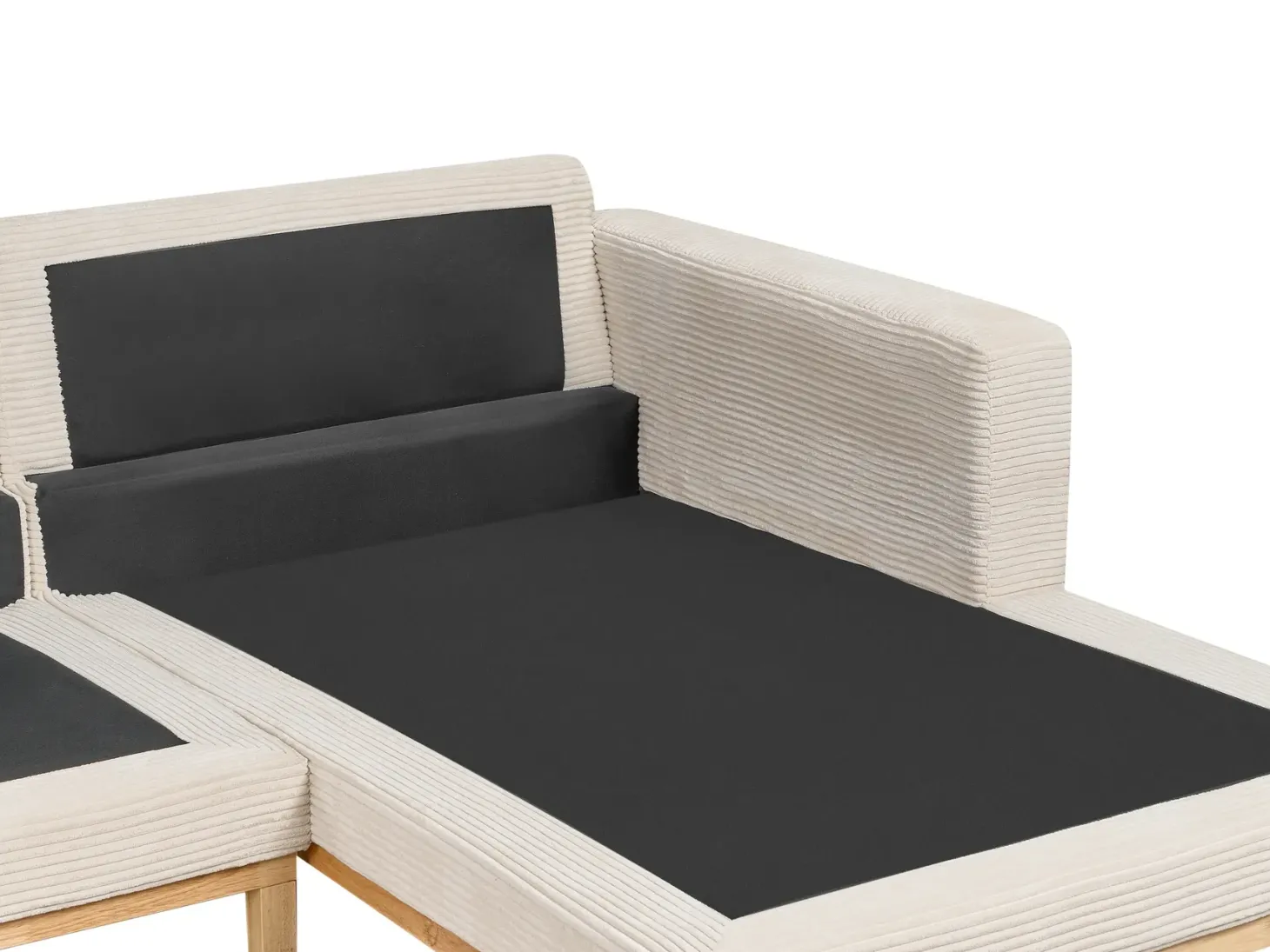 Hjørnesofa 4 personers SIGGARD Fløjl Lys Beige Venstrevendt