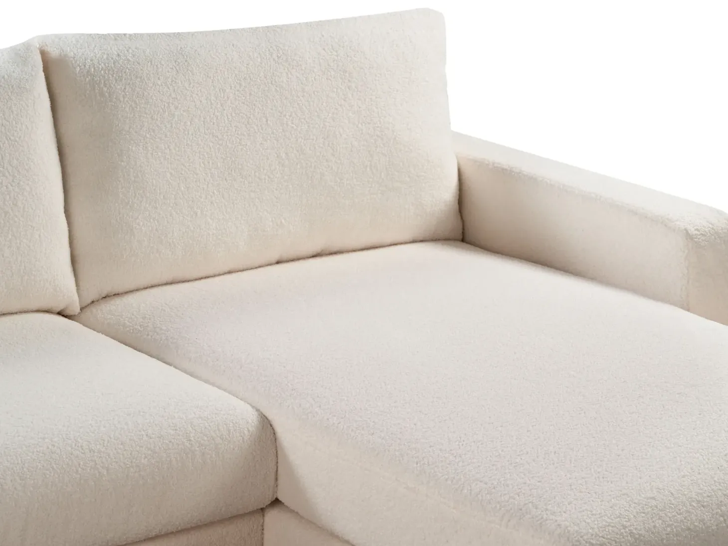Hjørnesofa 4 personers SIGGARD Boucle Hvid Venstrevendt
