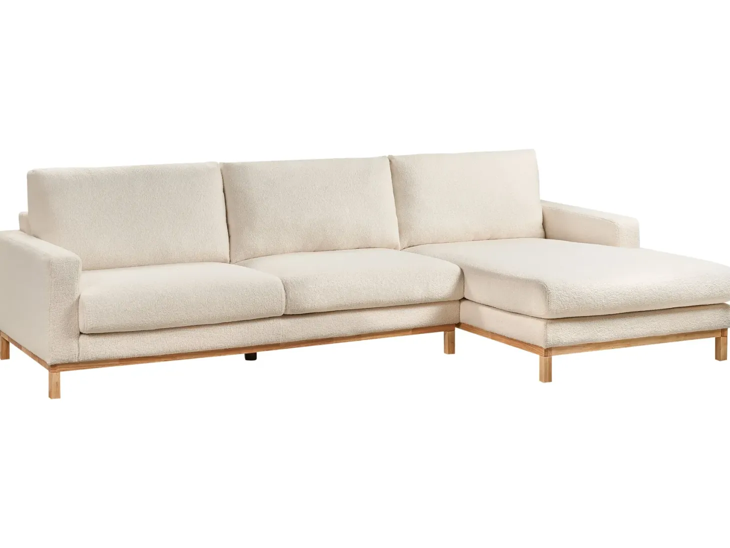 Hjørnesofa 4 personers SIGGARD Boucle Hvid Venstrevendt