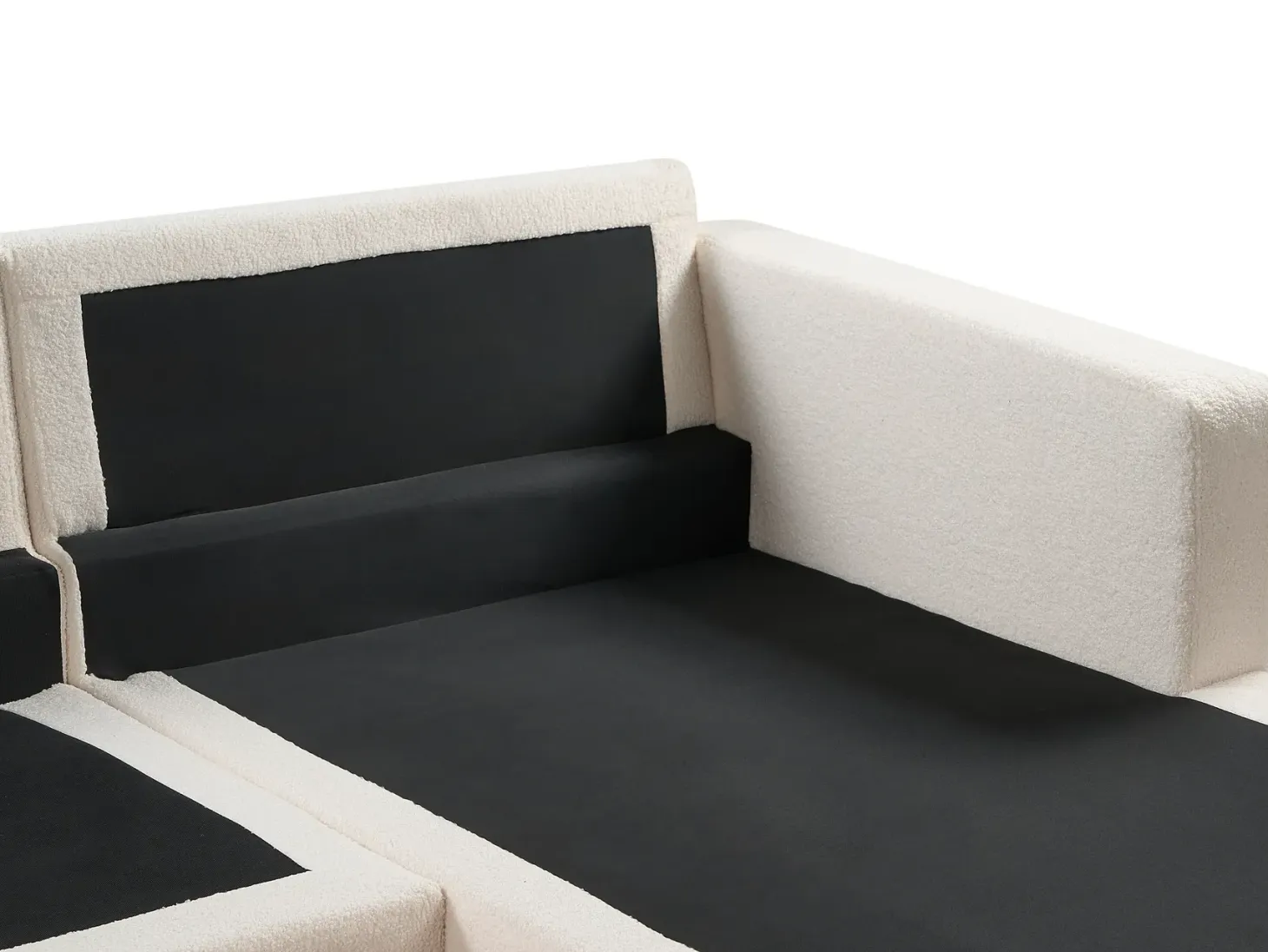 Hjørnesofa 4 personers SIGGARD Boucle Hvid Venstrevendt