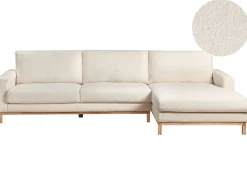 Hjørnesofa 4 personers SIGGARD Boucle Hvid Venstrevendt