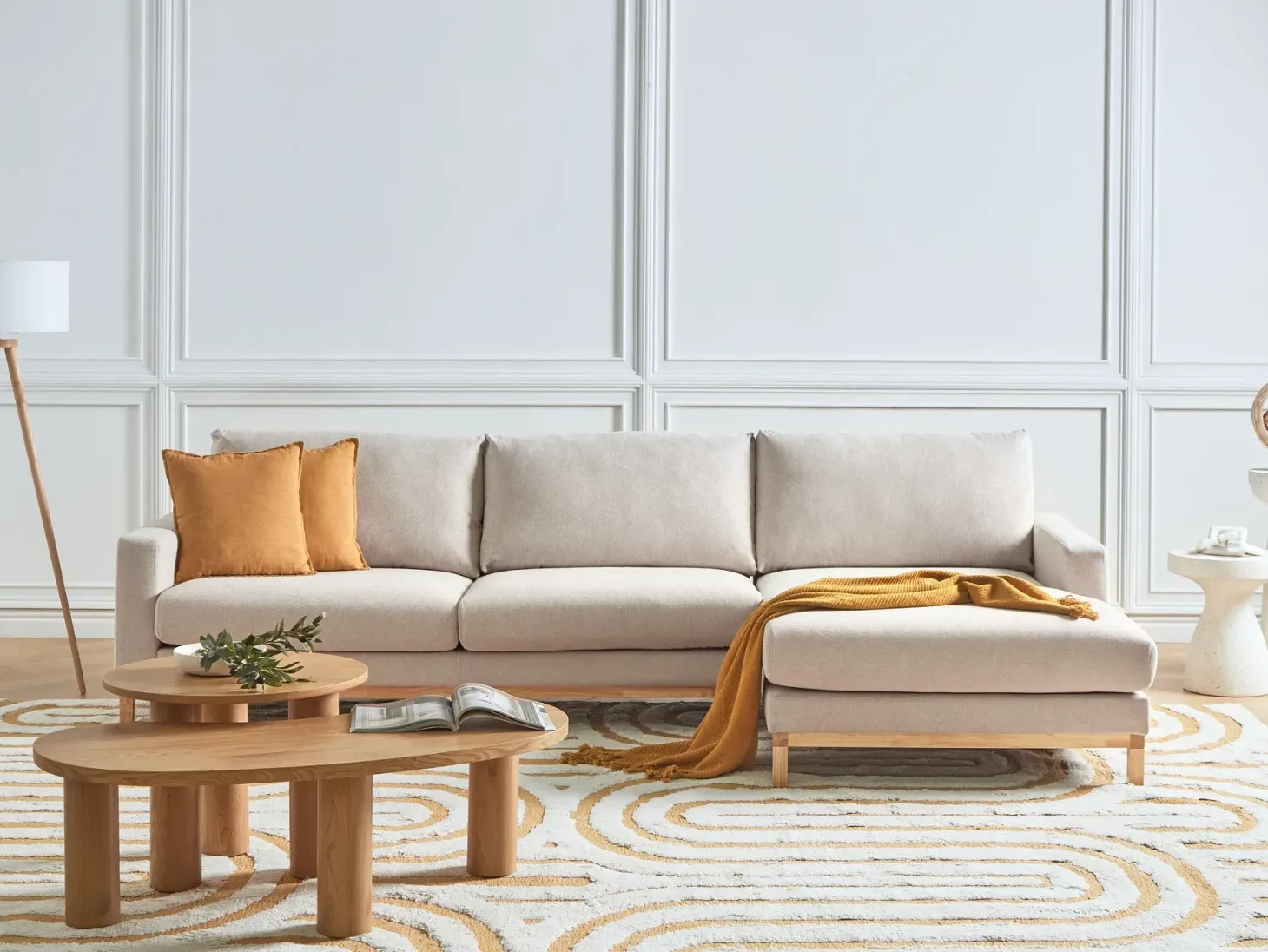 Hjørnesofa 4 personers SIGGARD Beige Venstrevendt