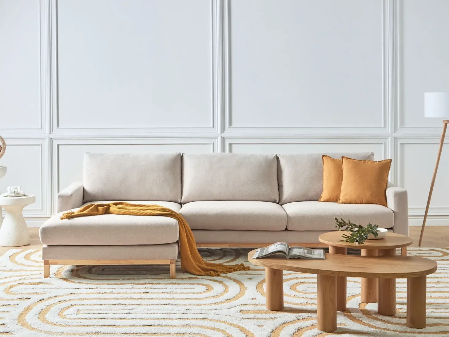 Hjørnesofa 4 personers SIGGARD Beige Højrevendt
