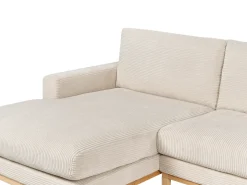 Hjørnesofa 4 personers SIGGARD II Fløjl Lys Beige Højrevendt