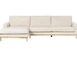 Hjørnesofa 4 personers SIGGARD II Fløjl Lys Beige Højrevendt