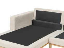 Hjørnesofa 4 personers SIGGARD II Fløjl Lys Beige Højrevendt