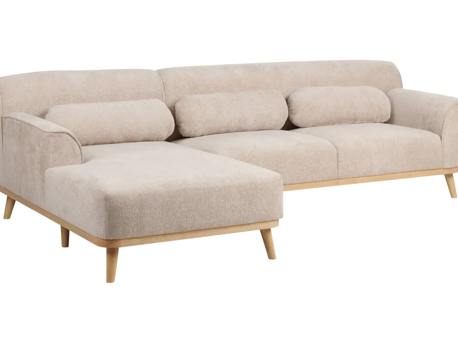 Hjørnesofa 3 personers SIMOS Chenille Beige Højrevendt