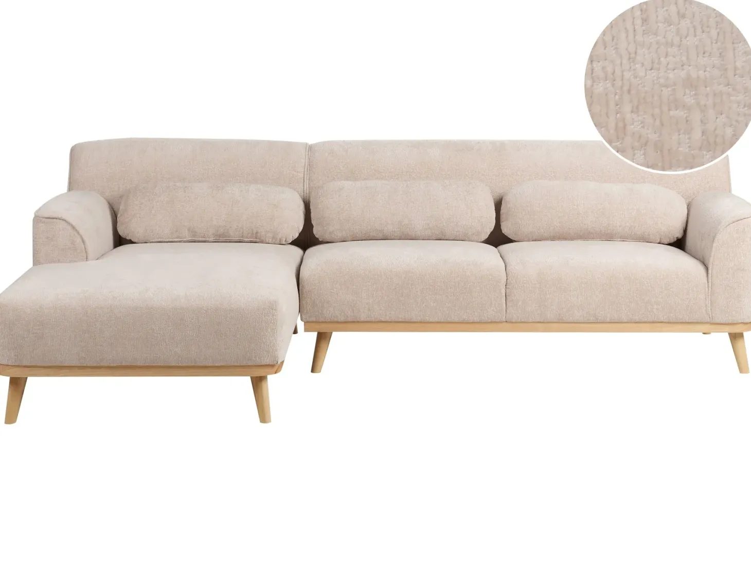 Hjørnesofa 3 personers SIMOS Chenille Beige Højrevendt