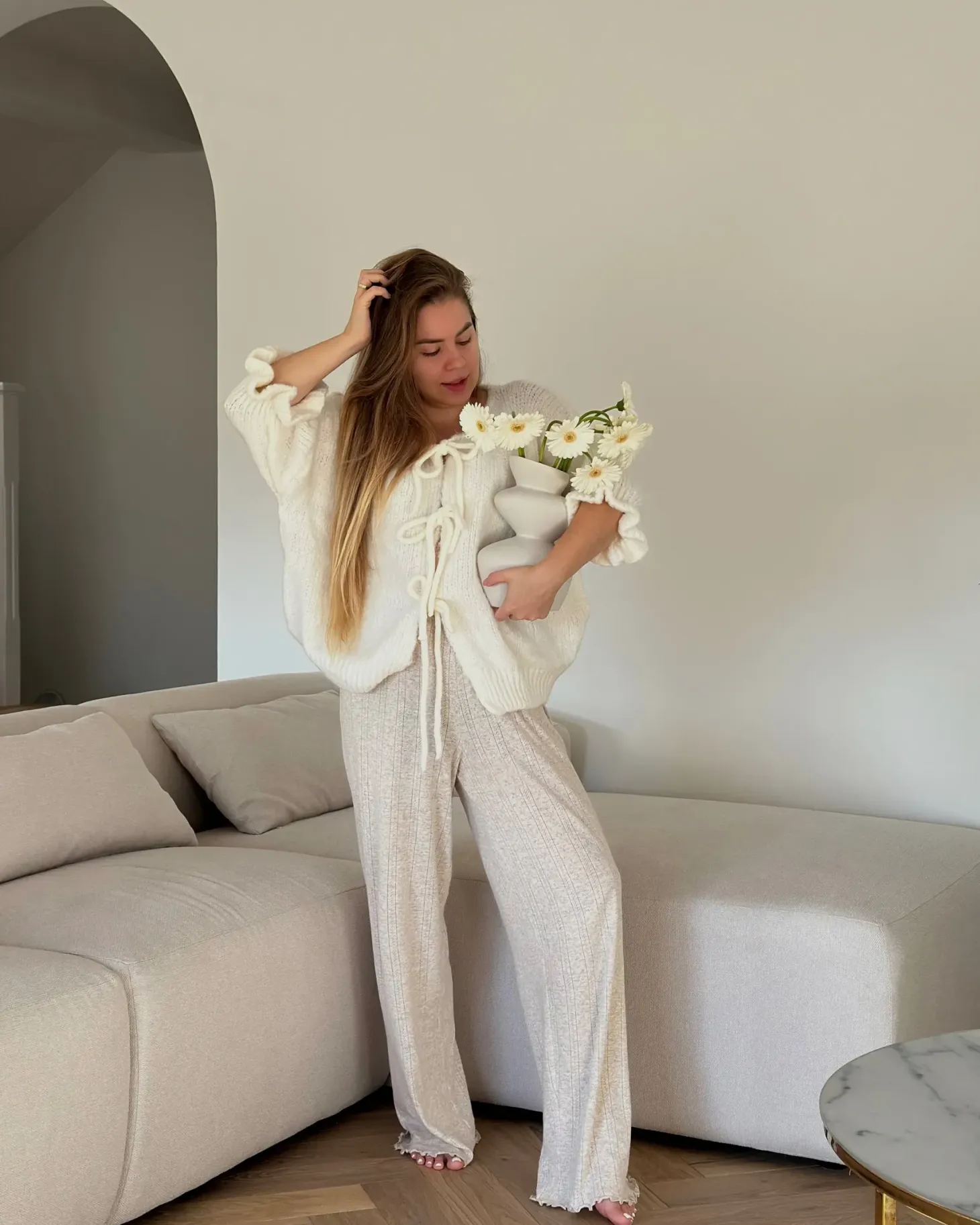 Hjørnesofa 3 personers SVANSELE Lys Beige Venstrevendt