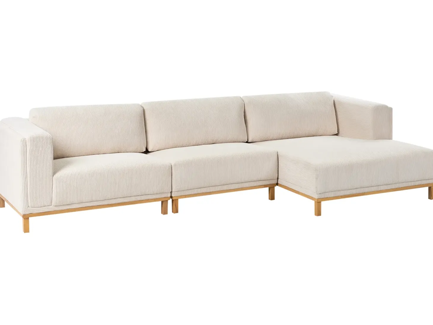 Hjørnesofa 5 personers VENG Fløjl Lys Beige Venstrevendt