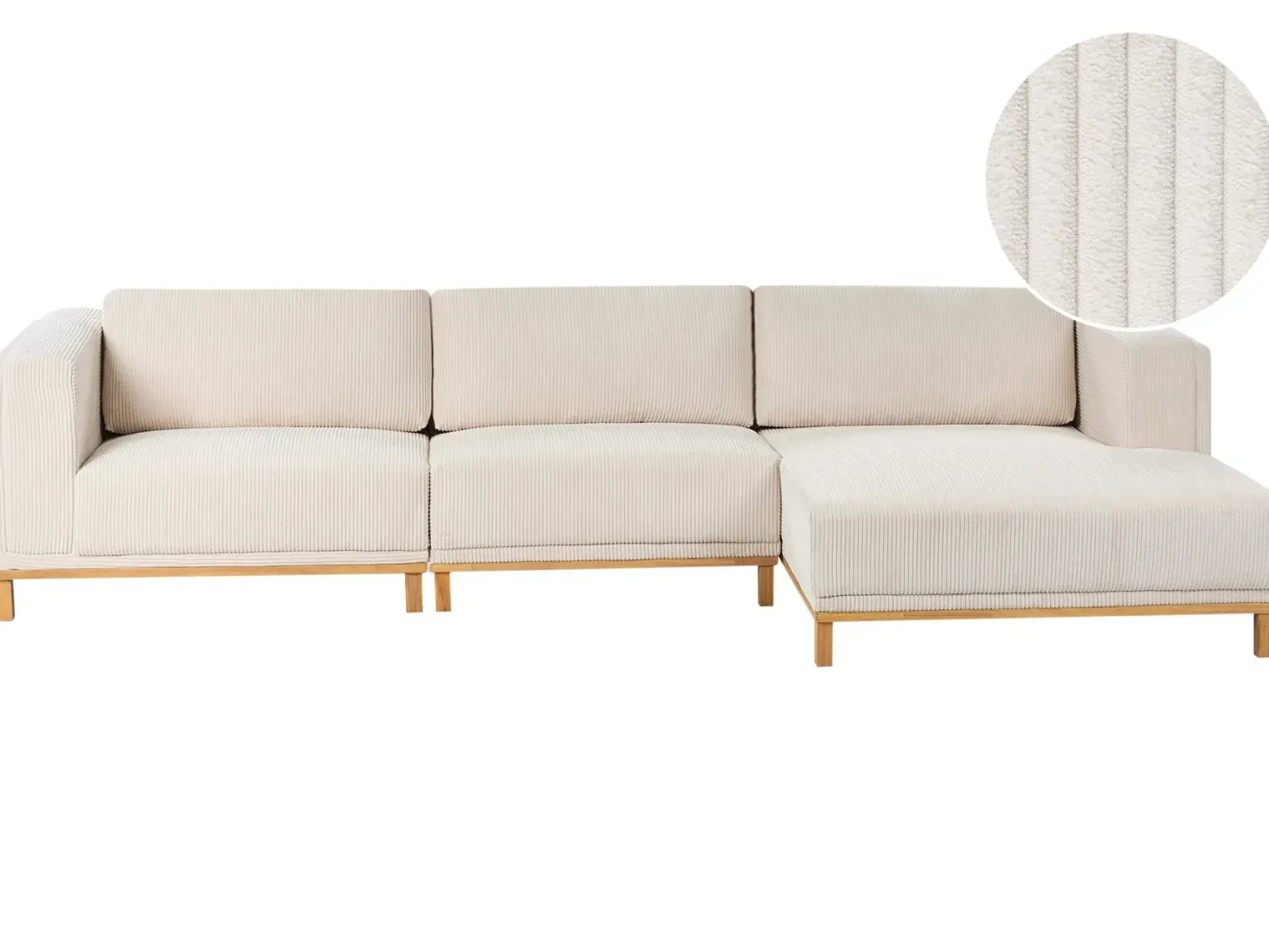 Hjørnesofa 5 personers VENG Fløjl Lys Beige Venstrevendt