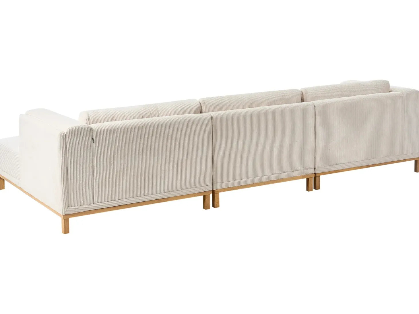 Hjørnesofa 5 personers VENG Fløjl Lys Beige Venstrevendt