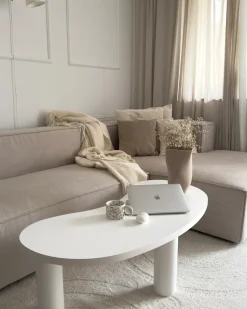 Hjørnesofa 3 personers VERNON Lys Beige Venstrevendt