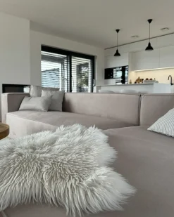 Hjørnesofa 3 personers VERNON Lys Beige Venstrevendt
