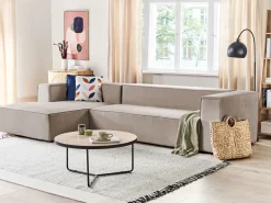 Hjørnesofa 3 personers VERNON Velour Brungrå Højrevendt