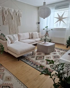 Hjørnesofa 4 personers VINTERBRO Velour Lys Beige Højrevendt
