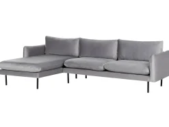 Hjørnesofa 4 personers VINTERBRO Velour Grå Højrevendt