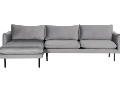 Hjørnesofa 4 personers VINTERBRO Velour Grå Højrevendt