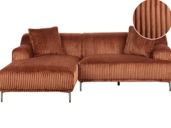 Hjørnesofa STENUM Fløjl Brun Højrevendt