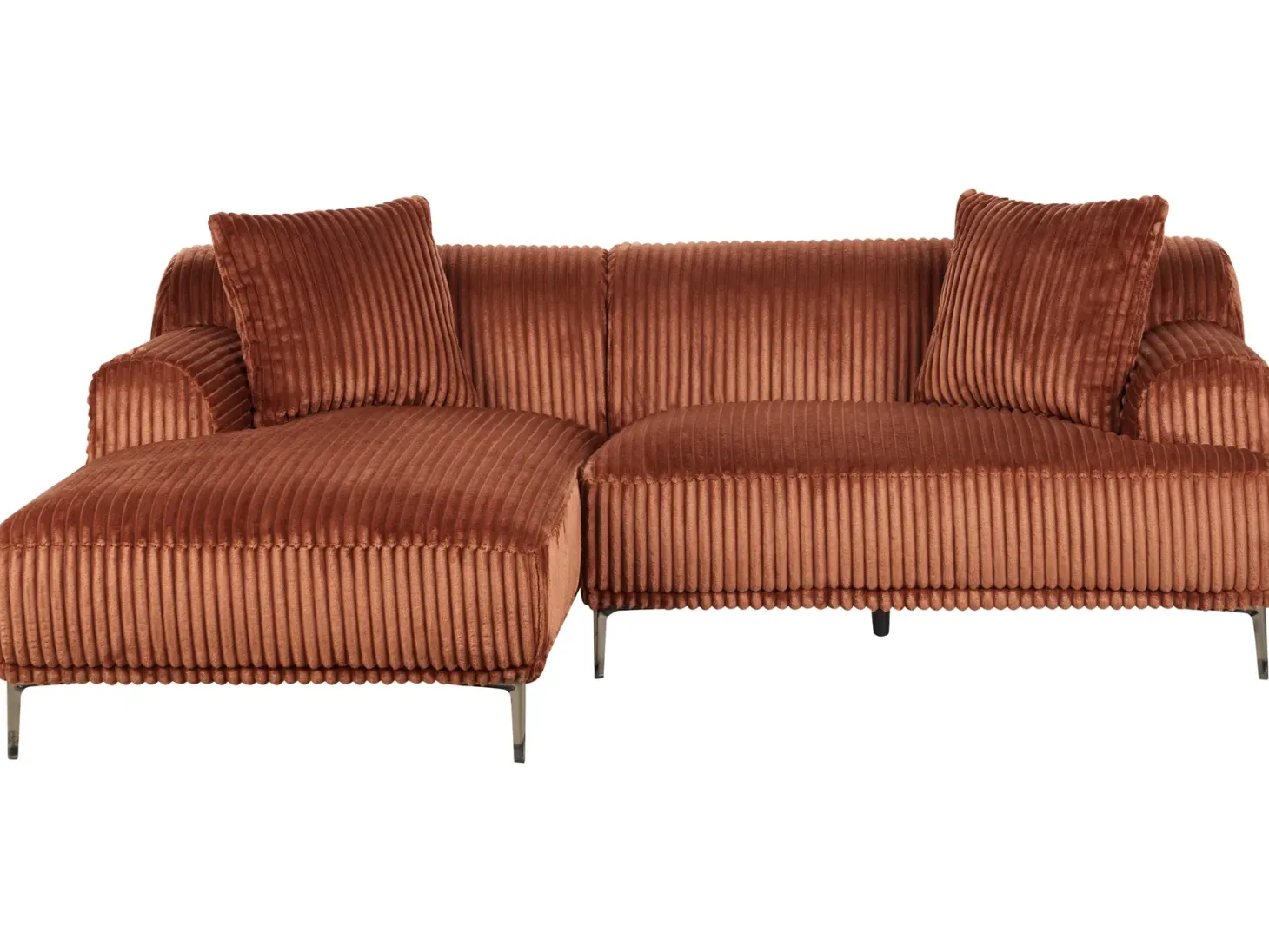 Hjørnesofa STENUM Fløjl Brun Højrevendt