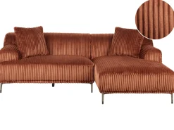 Hjørnesofa STENUM Fløjl Brun Venstrevendt