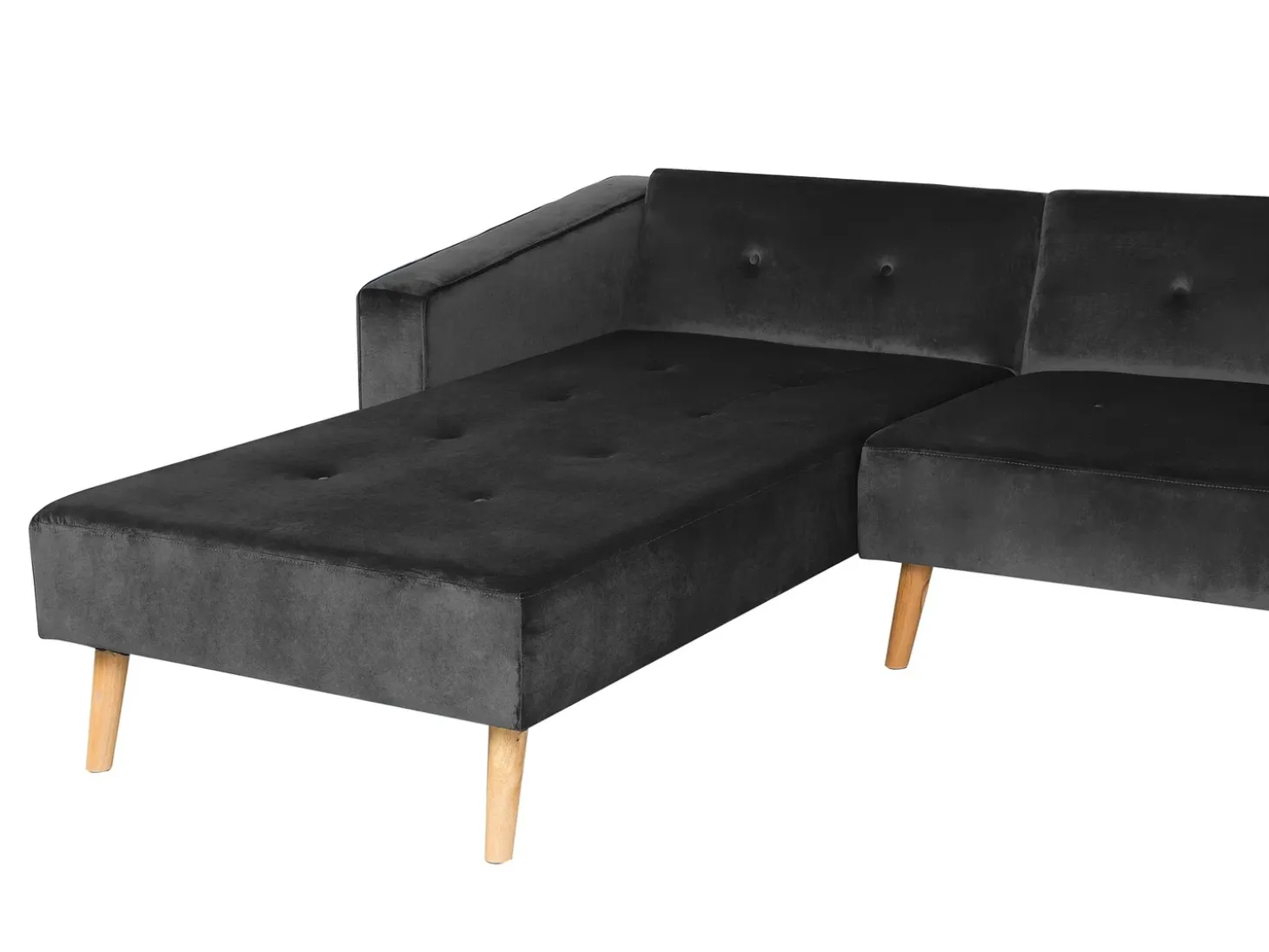 Hjørnesovesofa 4 personers VADSO Velour Sort Højrevendt