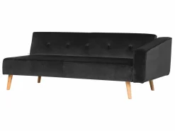 Hjørnesovesofa 4 personers VADSO Velour Sort Højrevendt