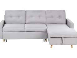 Hjørnesovesofa 4 personers FLAKK Lysegrå med opbevaring Venstrevendt