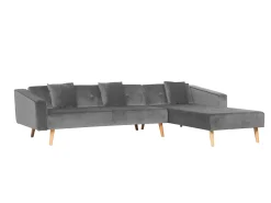 Hjørnesovesofa 4 personers VADSO Velour Grå Venstrevendt