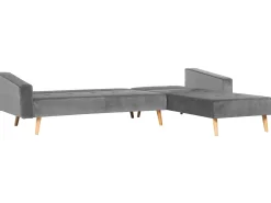 Hjørnesovesofa 4 personers VADSO Velour Grå Venstrevendt