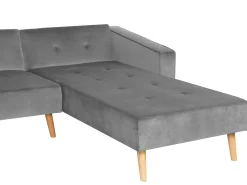Hjørnesovesofa 4 personers VADSO Velour Grå Venstrevendt