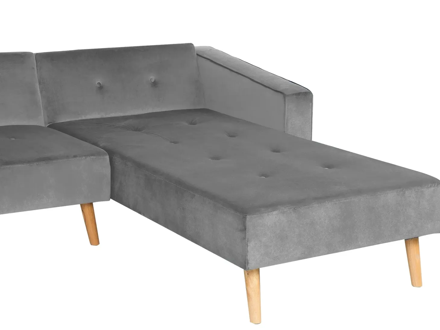 Hjørnesovesofa 4 personers VADSO Velour Grå Venstrevendt