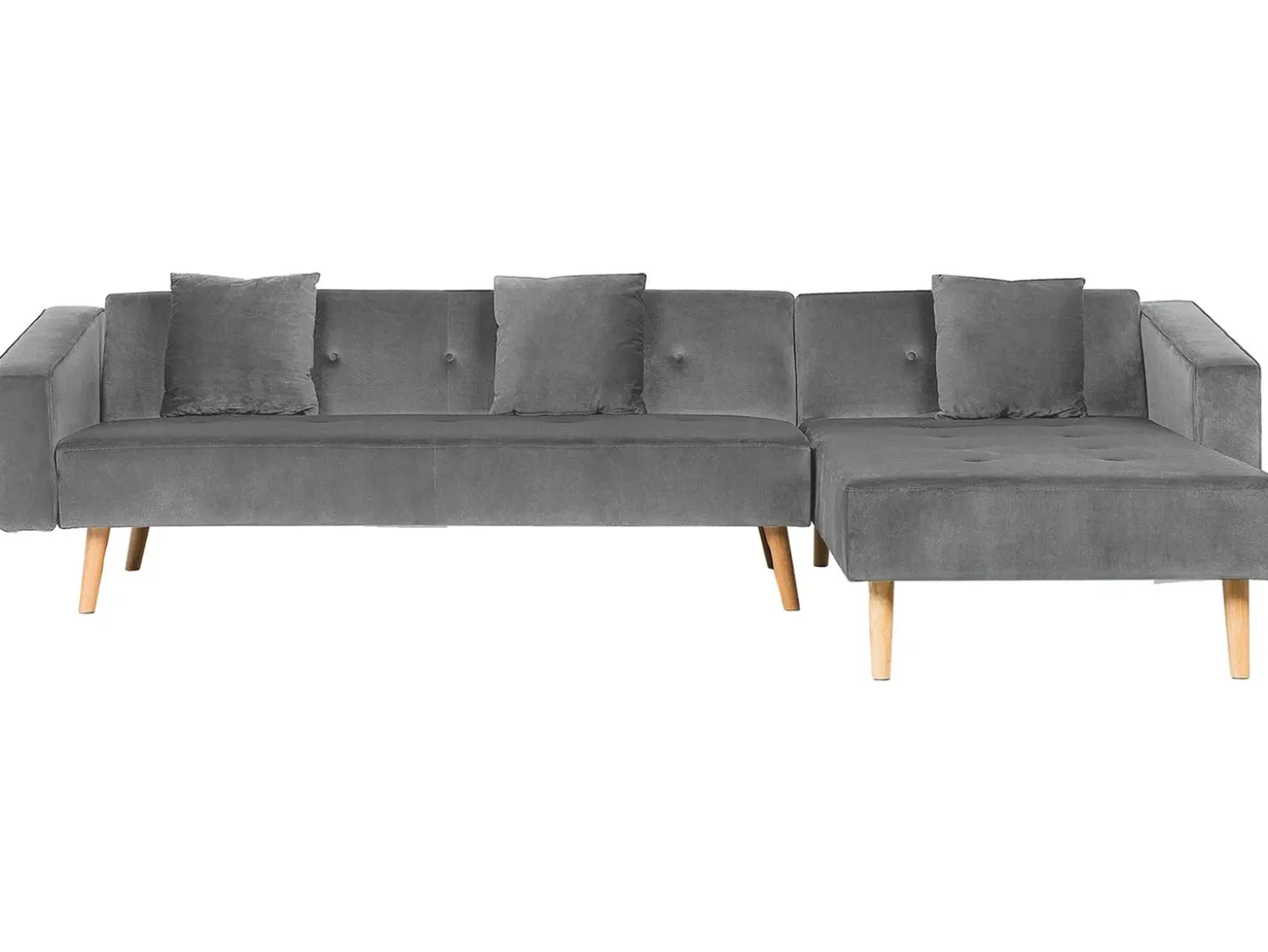 Hjørnesovesofa 4 personers VADSO Velour Grå Venstrevendt