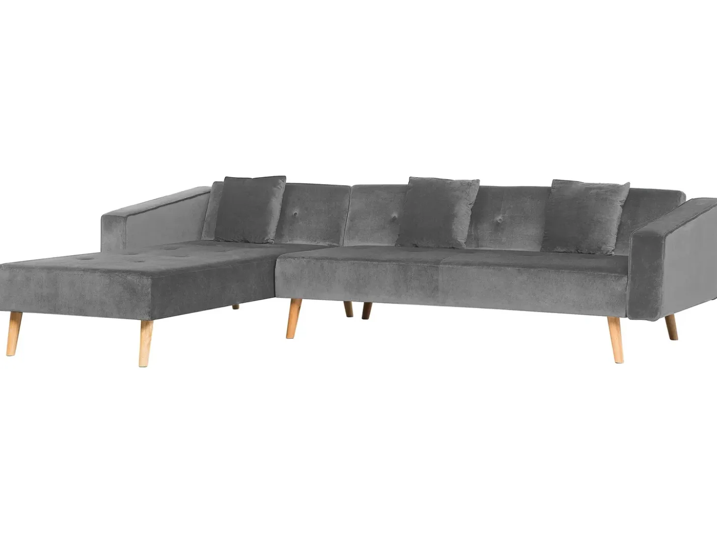 Hjørnesovesofa 4 personers VADSO Velour Grå Højrevendt
