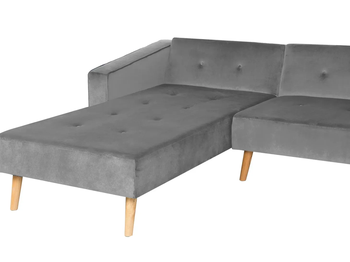 Hjørnesovesofa 4 personers VADSO Velour Grå Højrevendt