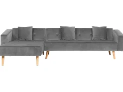 Hjørnesovesofa 4 personers VADSO Velour Grå Højrevendt