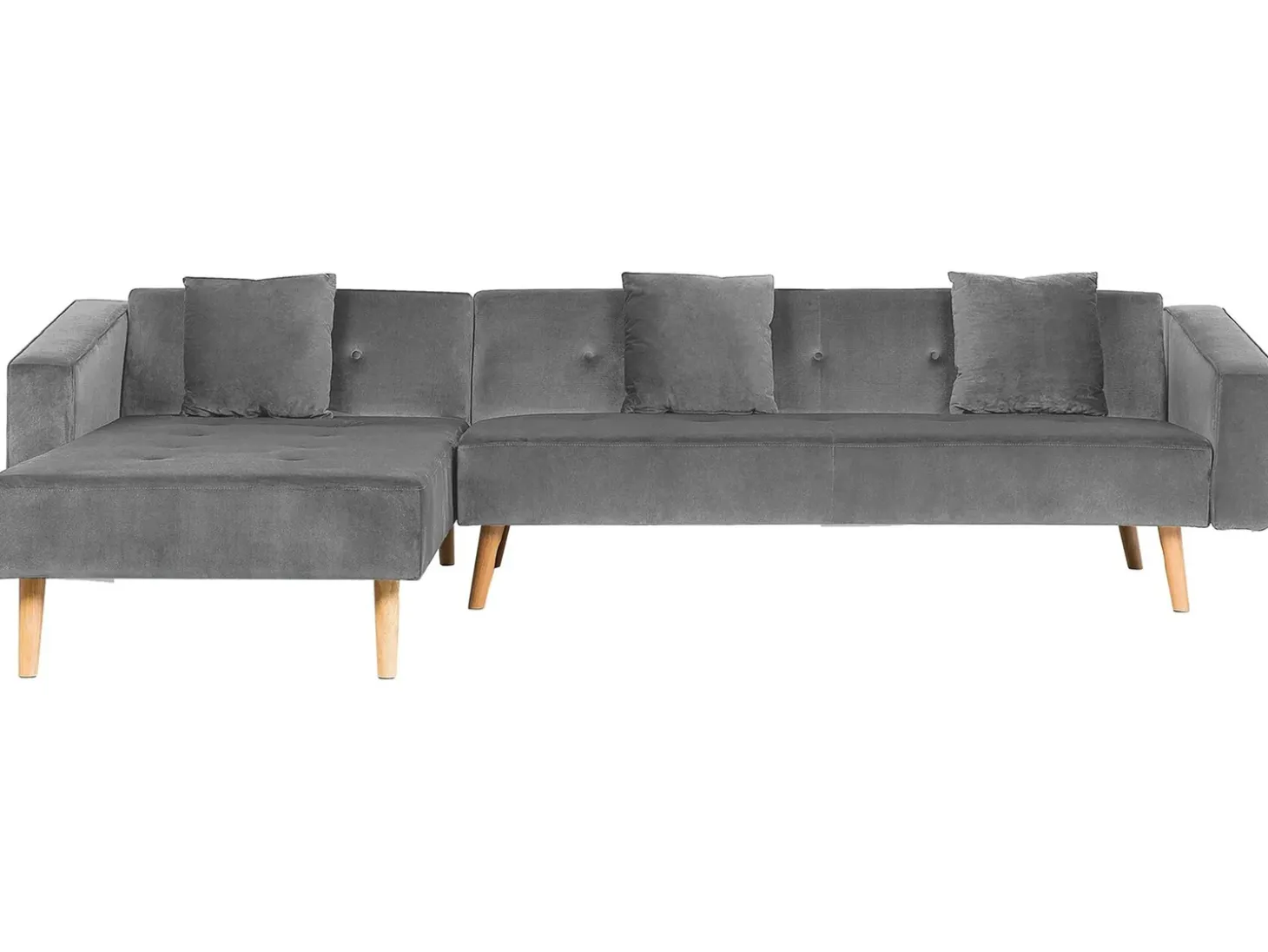Hjørnesovesofa 4 personers VADSO Velour Grå Højrevendt