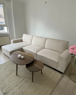 Hjørnesovesofa 3 personers ROMEDAL Beige Højrevendt