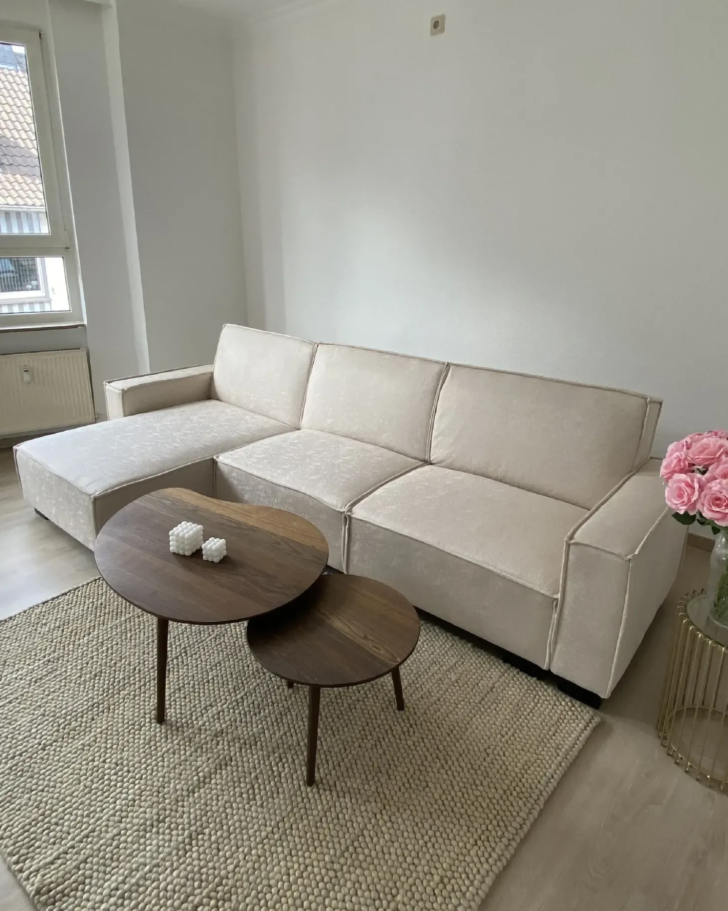 Hjørnesovesofa 3 personers ROMEDAL Beige Venstrevendt