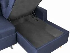 Hjørnesovesofa 4 personers FLAKK Navy Blå med opbevaring Venstrevendt