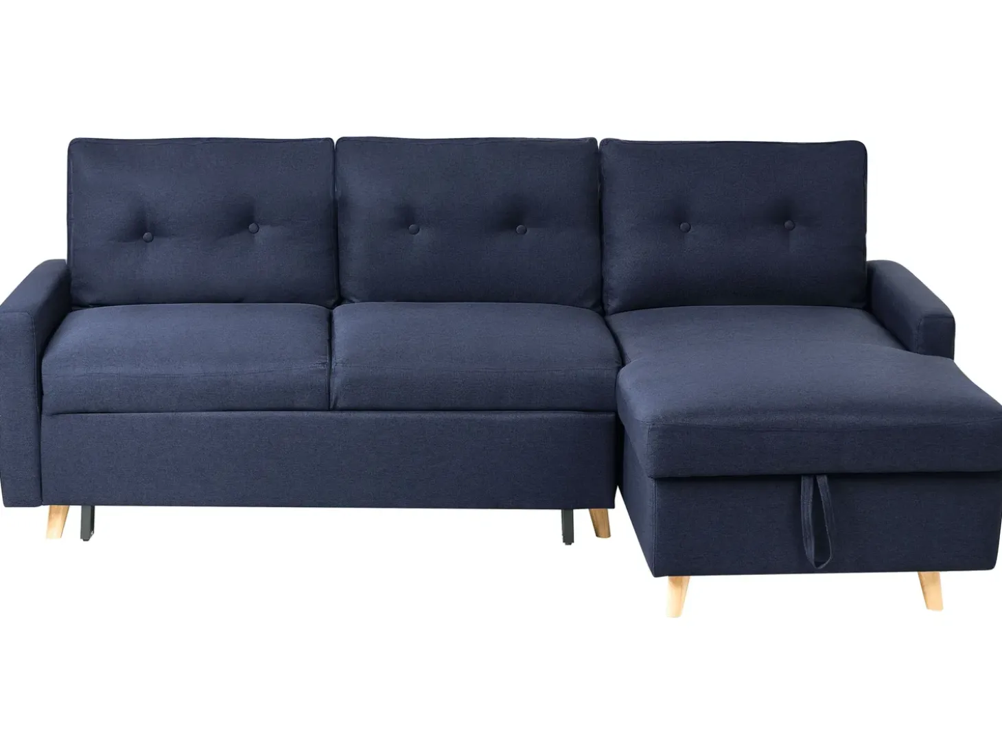 Hjørnesovesofa 4 personers FLAKK Navy Blå med opbevaring Venstrevendt