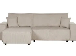 Hjørnesovesofa 3 personers ABACKA Fløjl Beige Højrevendt