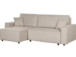Hjørnesovesofa 3 personers ABACKA Fløjl Beige Højrevendt